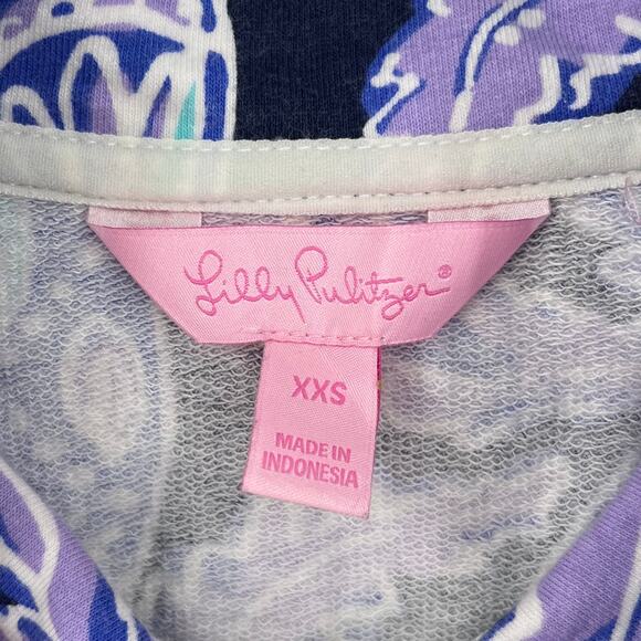 Lilly Pulitzer Skipper Popover Long Sleeve Dress Coca Safari Lilac UPF 50 XXS - Picture 4 of 6